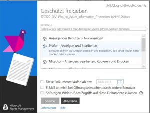 Azure Information Protection Rechtemanagement