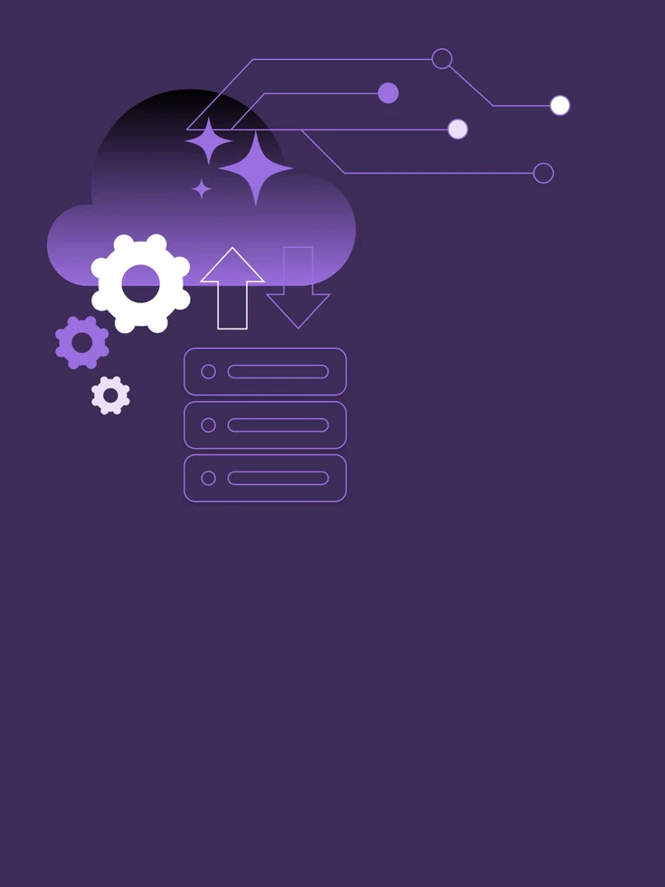 Illustration IT-Architektur – skalierbare Systeme und sichere Infrastruktur